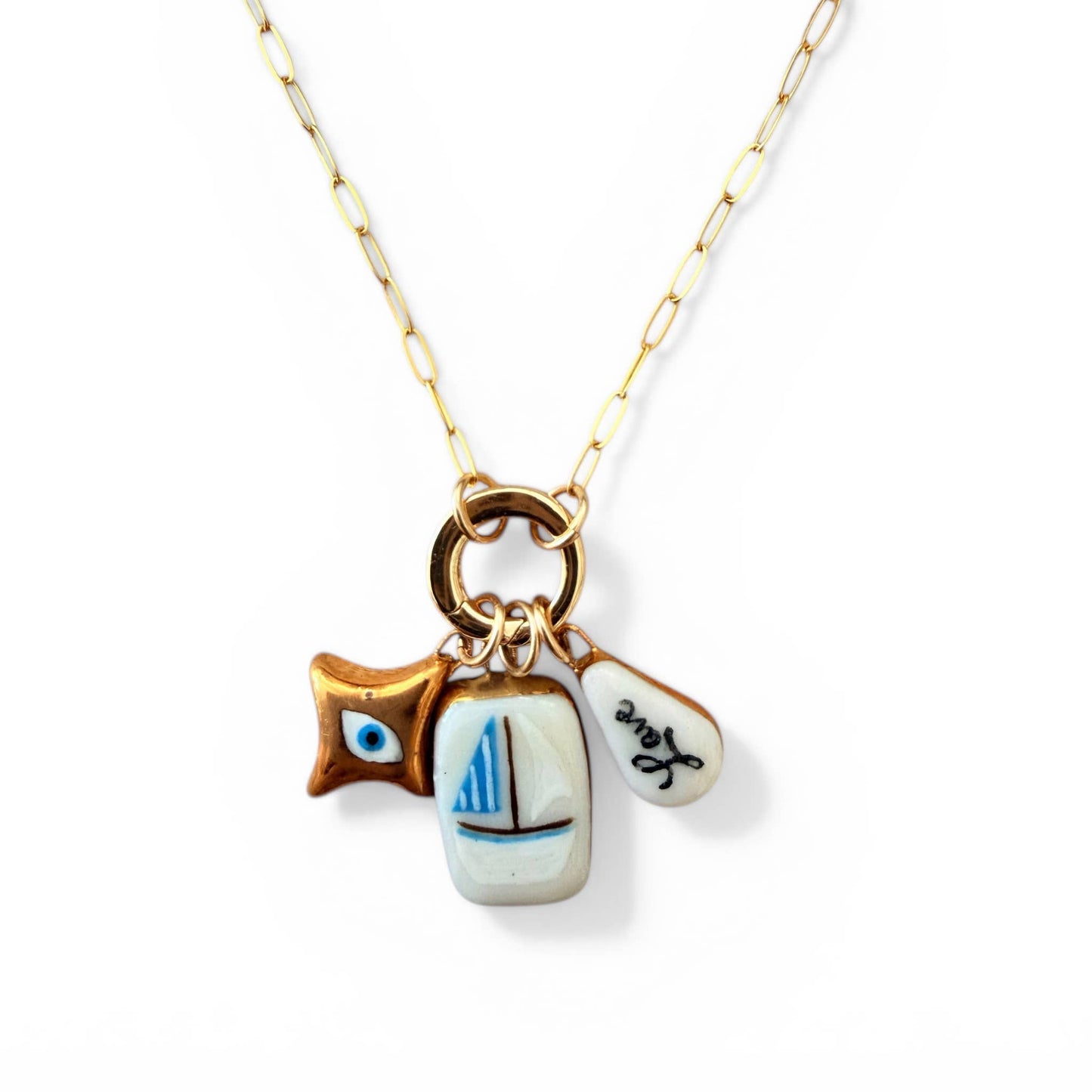 Sailboat Rectangle Charm: Light Blue