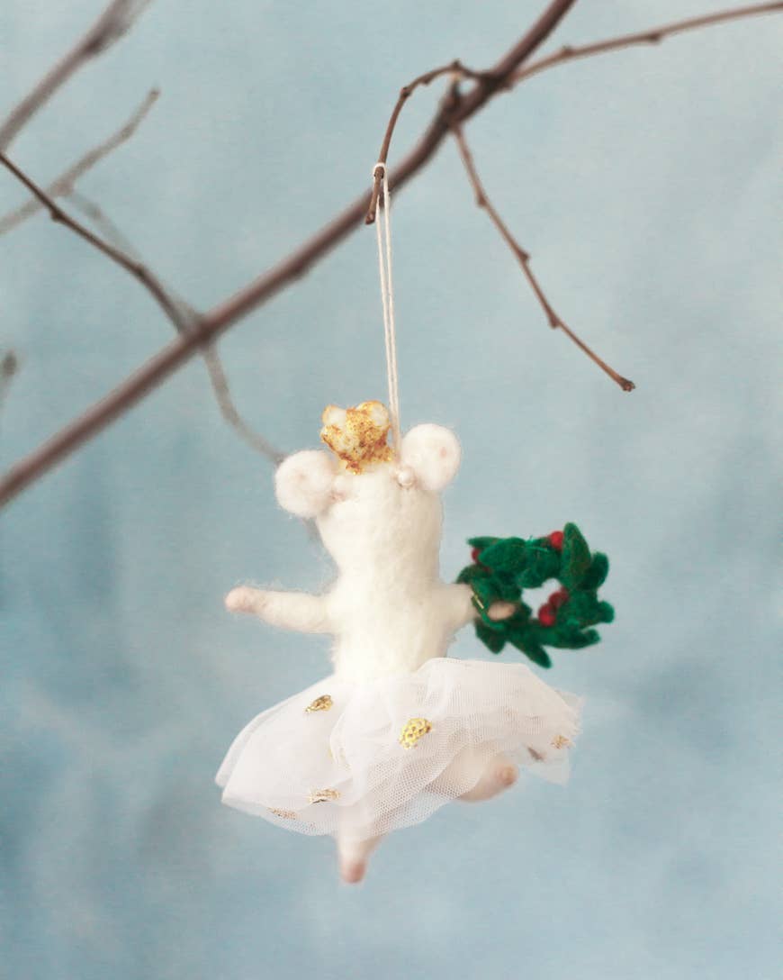 Creative Women - BALLERINA MOUSE FELT ORNAMENT | Handcrafted in Nepal