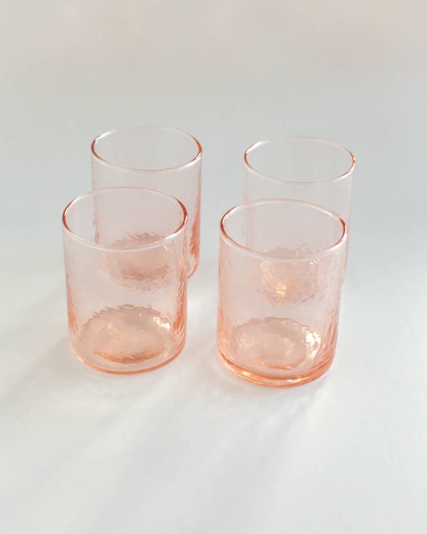 Handblown Hammered Glasses | Set of 4: Clear