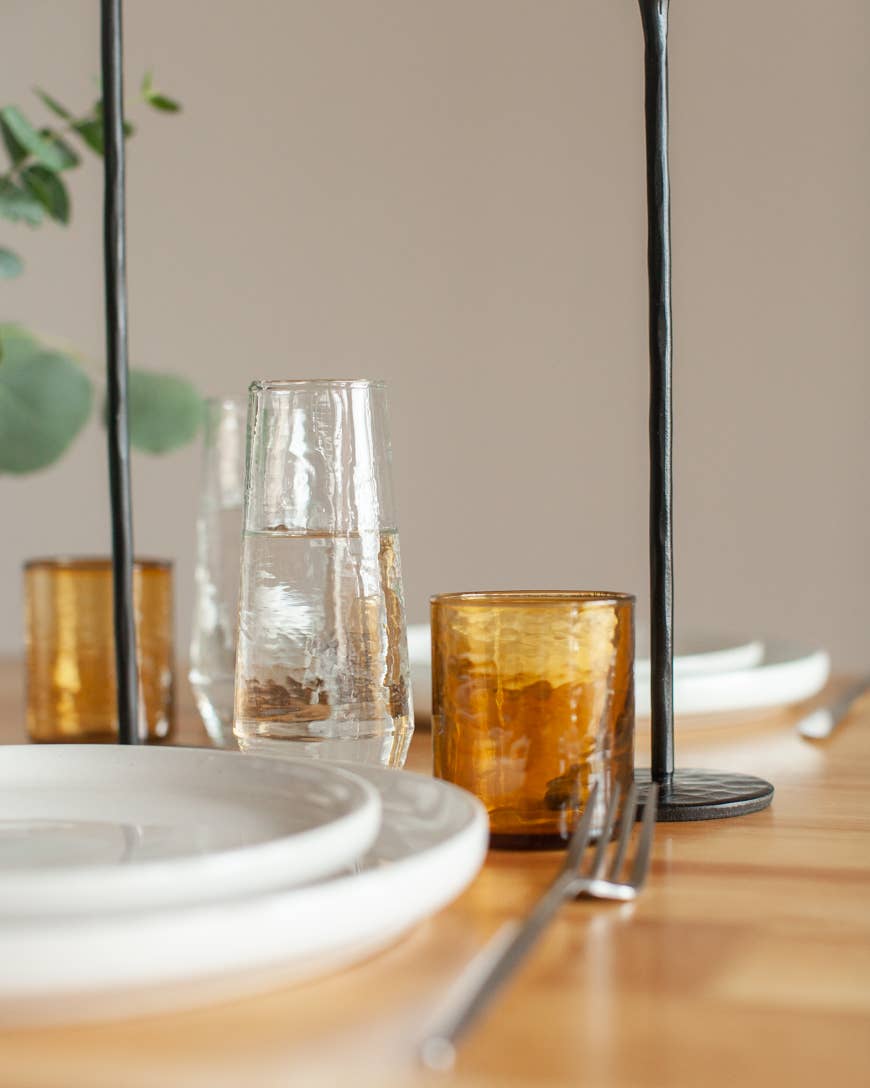 Handblown Hammered Glasses | Set of 4: Amber