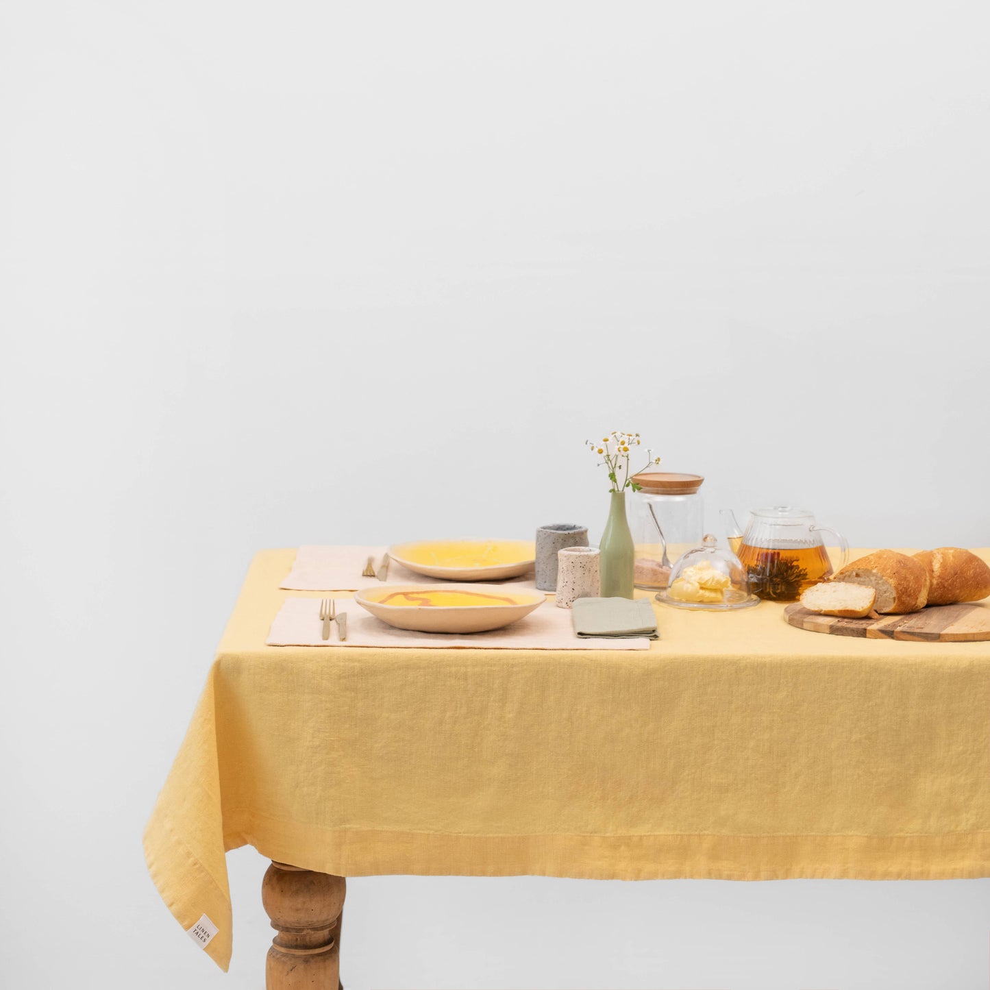 Butter Linen Tablecloth: 55"x118" | 140x300 cm