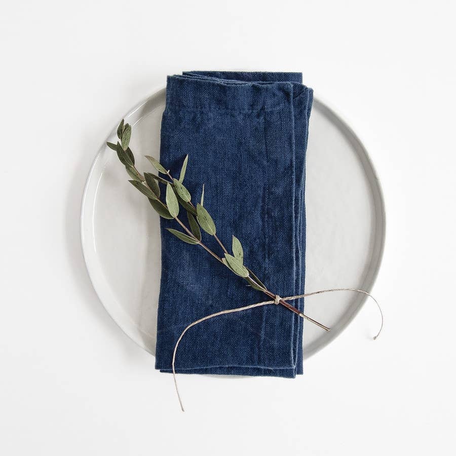 Navy Linen Napkins Set of 4: 18"x18" | 45x45 cm