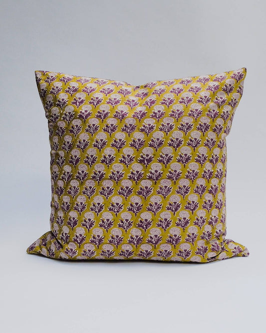 Sony - Hand Block-printed Linen Pillowcase (Plum): 22x22