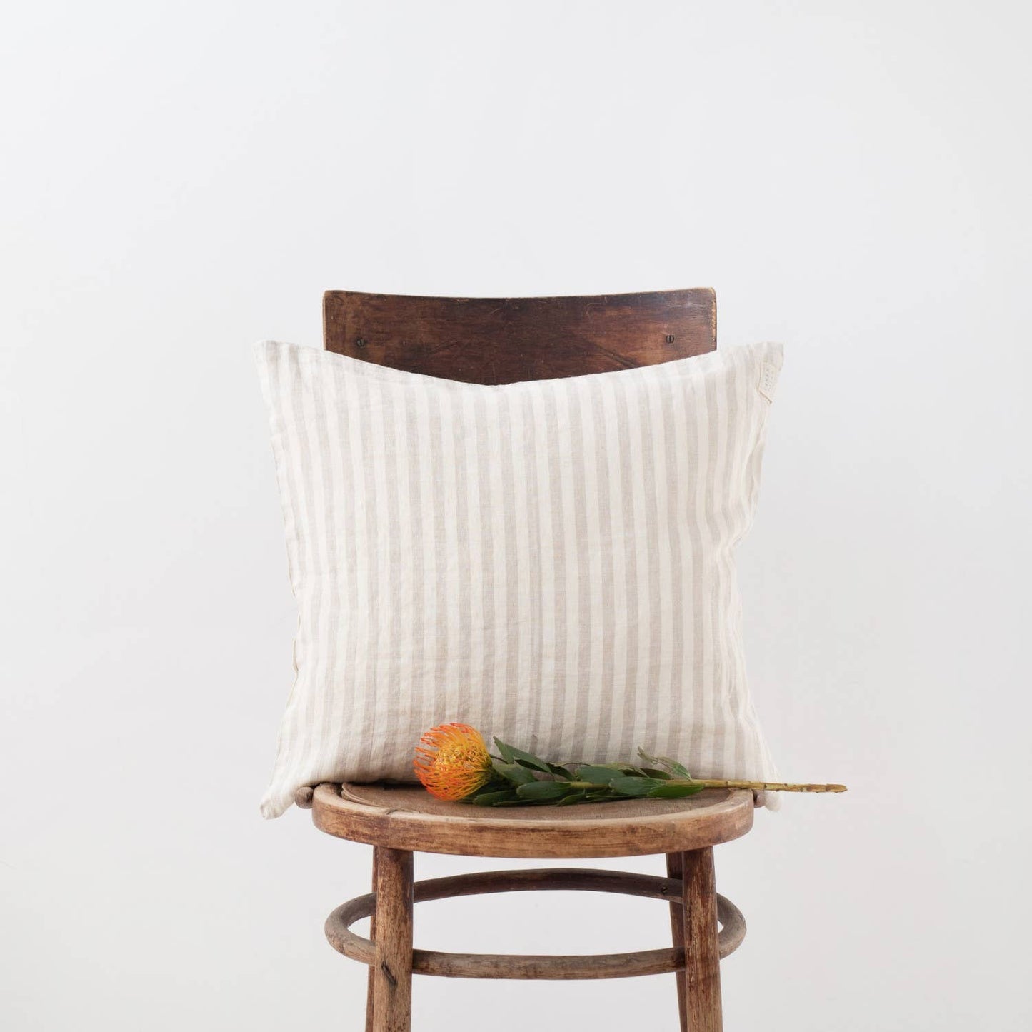 Natural White Stripes Linen Pillow