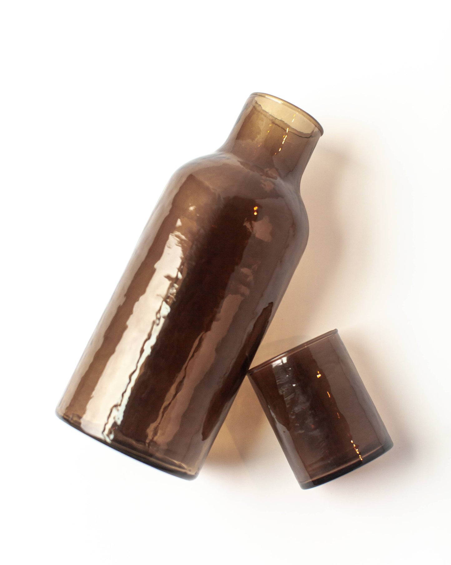 Handblown Hammered Glass Carafe: Amber