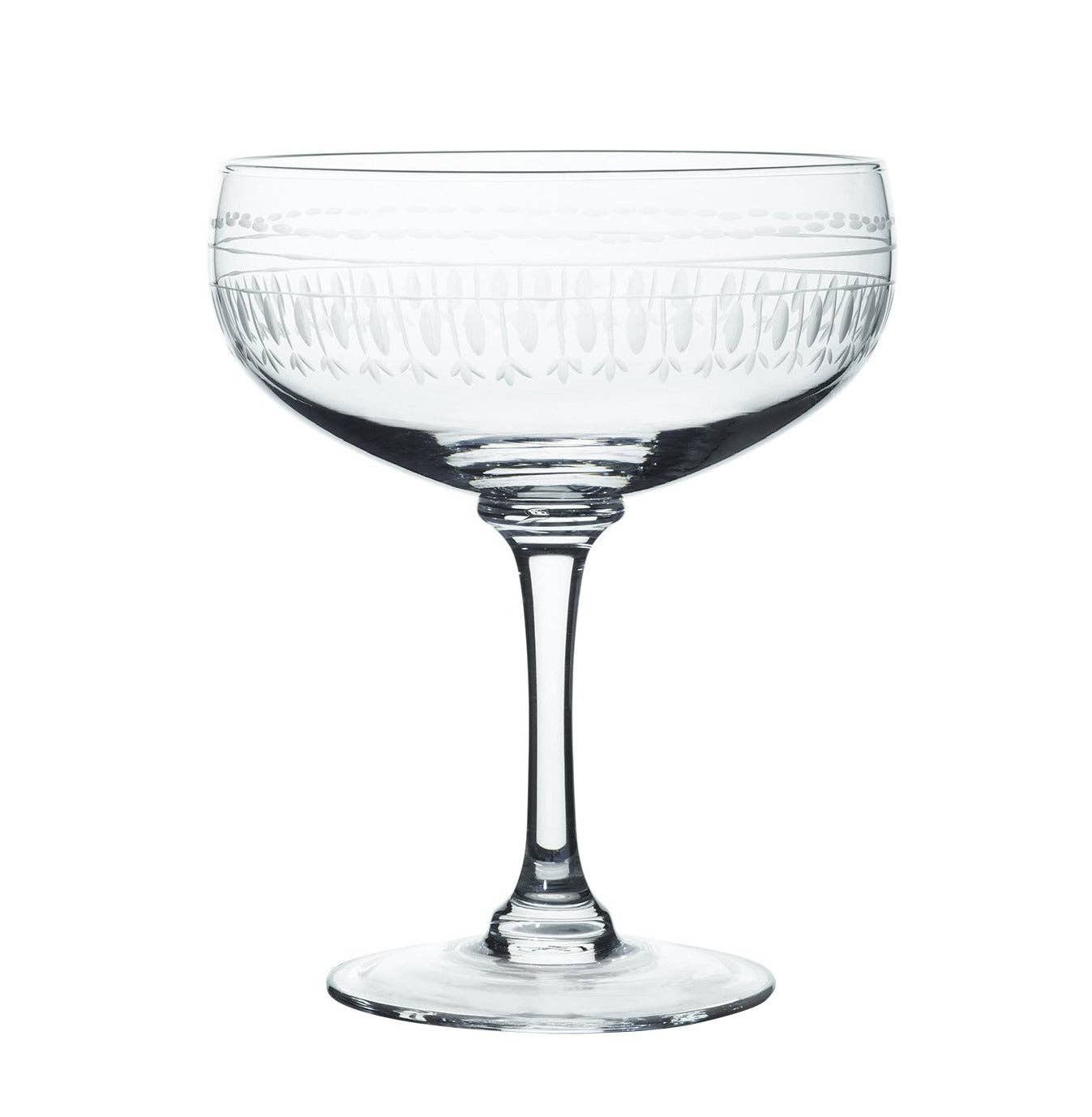 The Vintage List - A Set of Four Crystal Cocktail Glasses with Ovals Design